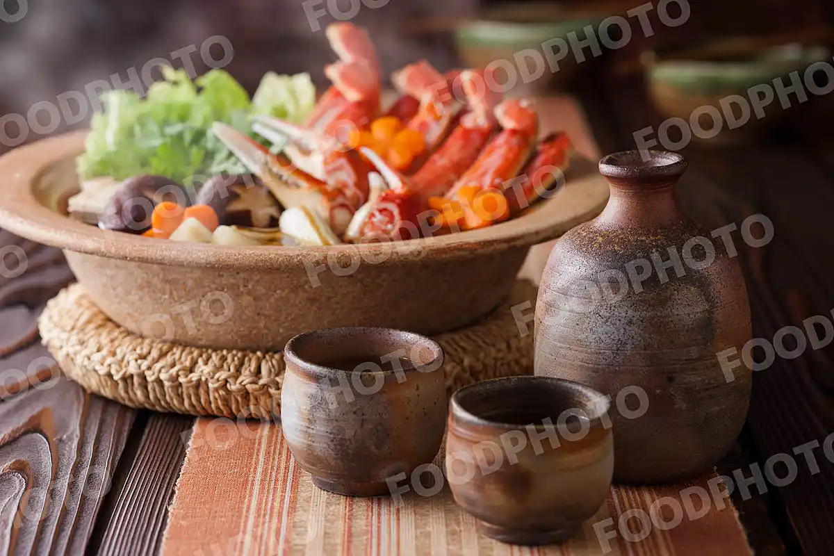 日本酒と蟹鍋