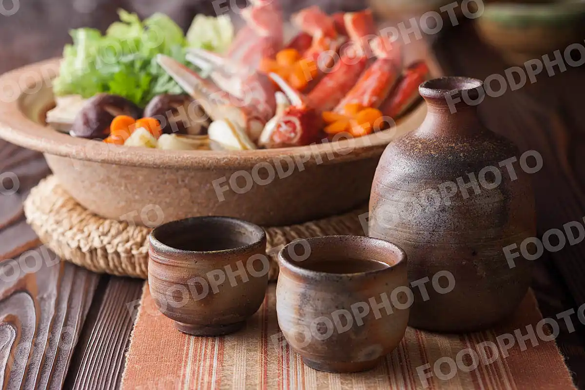 日本酒と蟹鍋