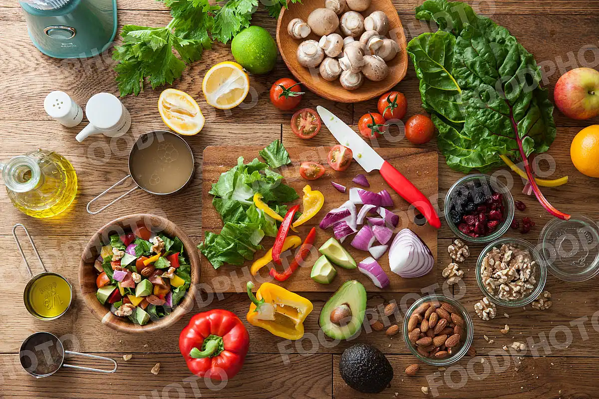 サラダの調理風景