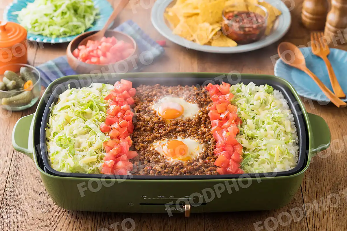 ホットプレートでタコライス