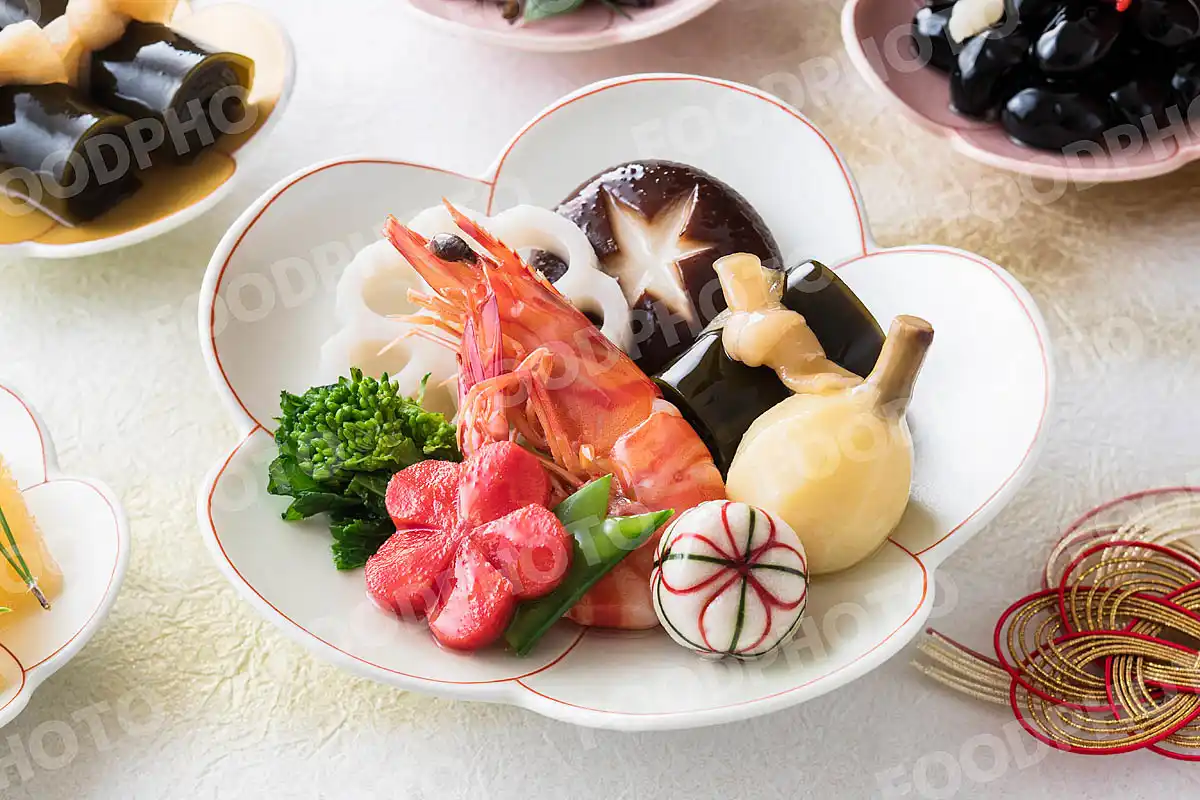 おせち料理・車海老と野菜のうま煮