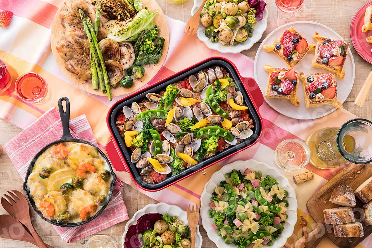 春野菜料理のテーブル