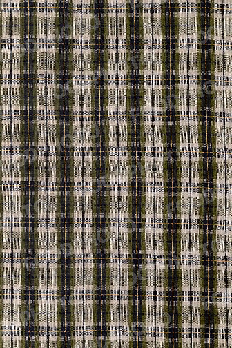 オリーブ・ブラック・イエロー・ホワイト / チェック柄テーブルクロス。 