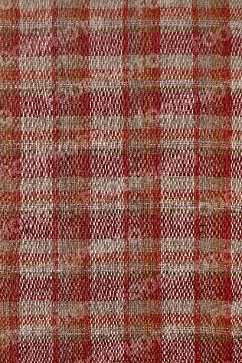 レッド・オレンジ・イエロー・カーキ・グレー・ホワイト / チェック柄テーブルクロス。 