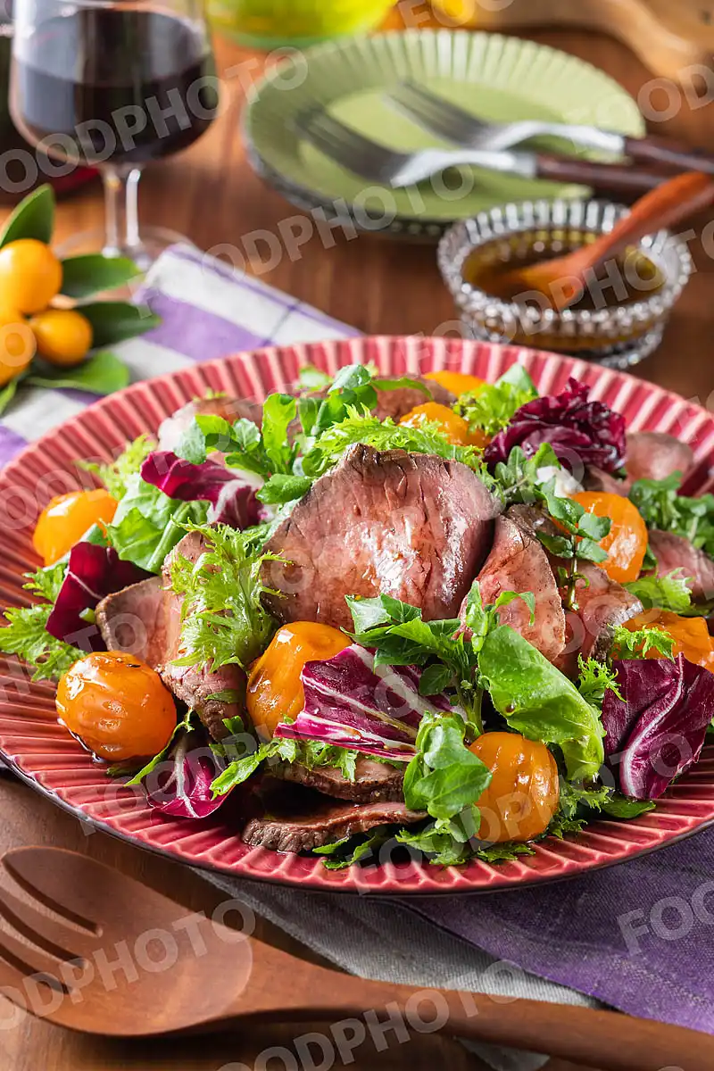 金柑とローストビーフのサラダ